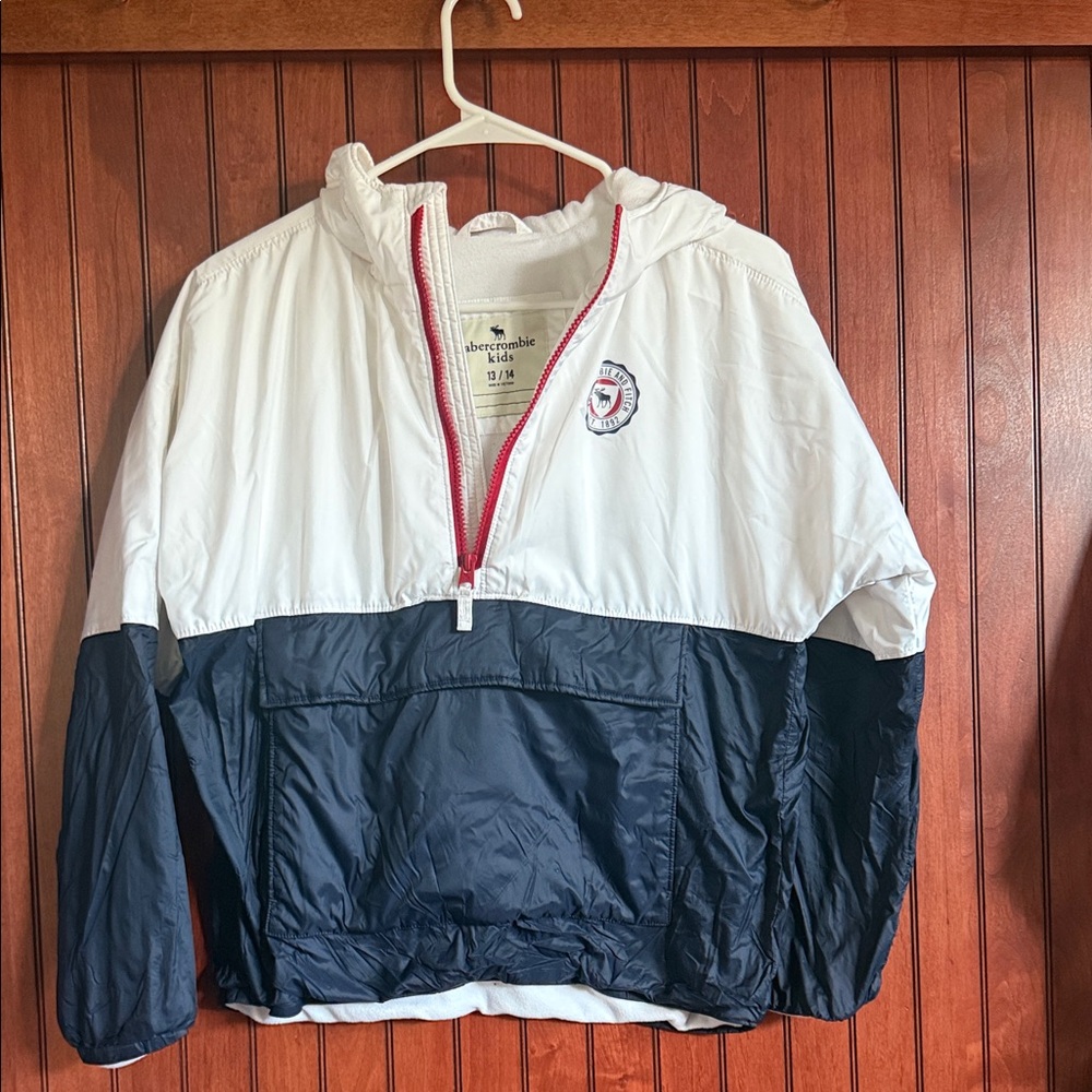 Abercrombie & Fitch White and Navy Pullover Jacket